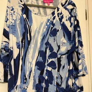 Blue Abstract Print Women's Top